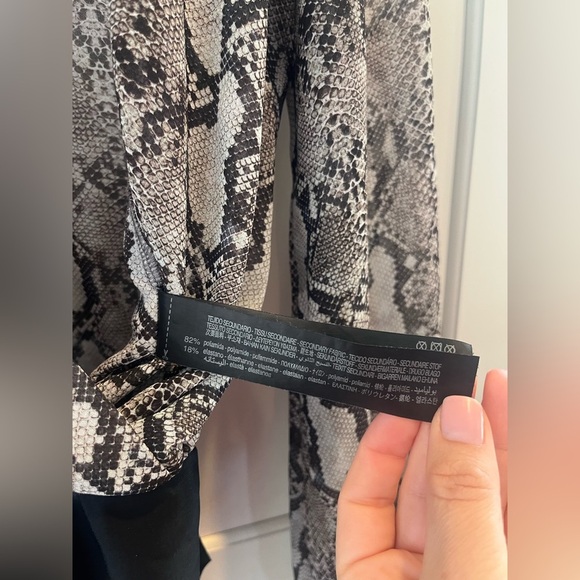 Zara women sheer bodysuit snake print size S grey black - Picture 4 of 7